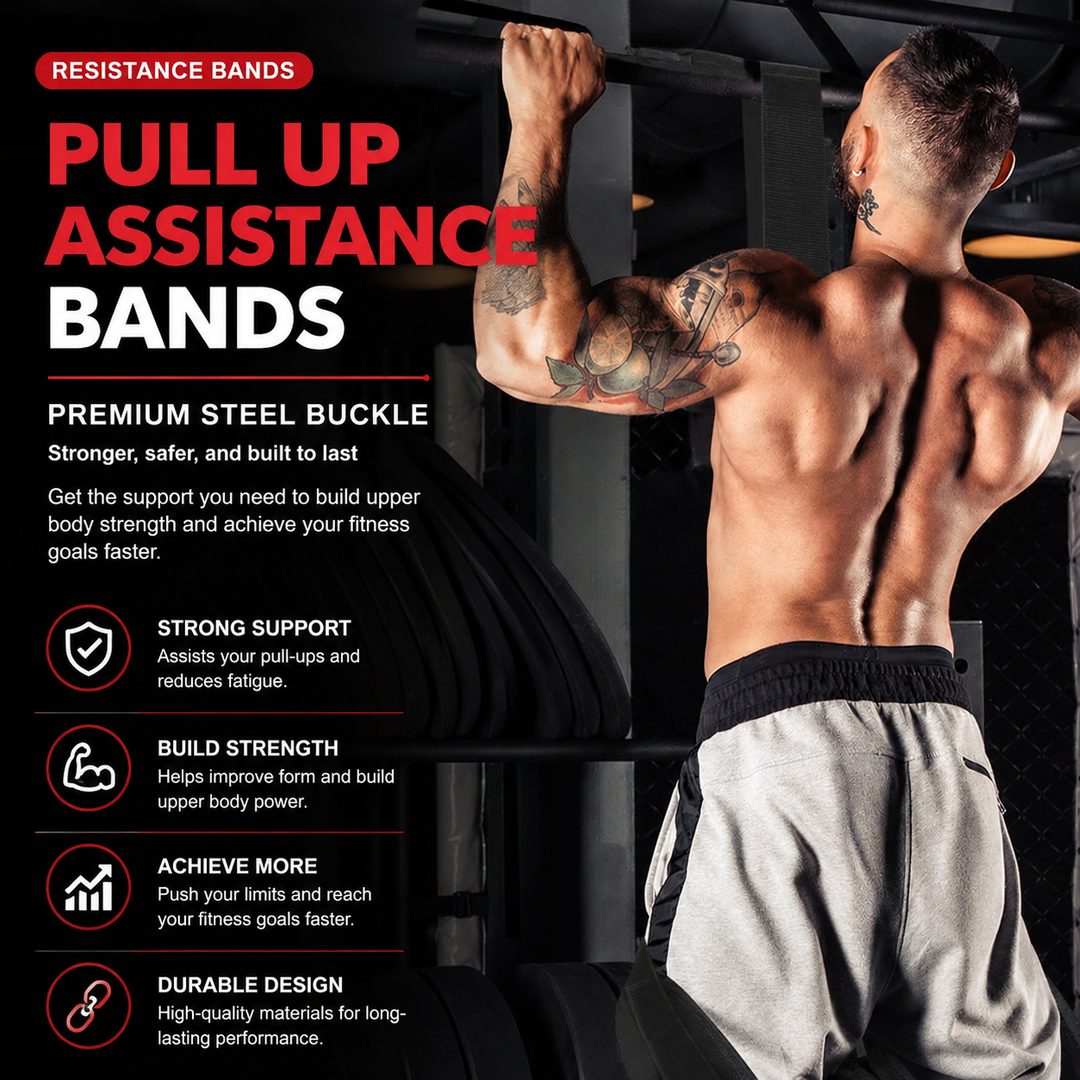 Premium Pull Up Assistance Band Adjustable Resistance Training Strap Steel Buckle Support Band Home Gym Pull-Up Strength Training Resistance Workout Strap