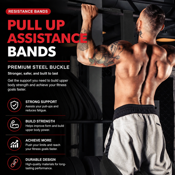 Premium Pull Up Assistance Band Adjustable Resistance Training Strap Steel Buckle Support Band Home Gym Pull-Up Strength Training Resistance Workout Strap