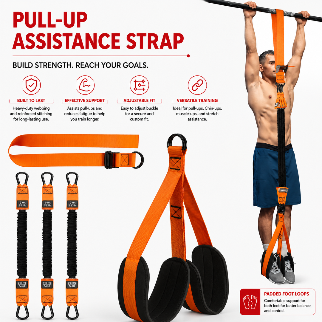 Premium Pull Up Assistance Band Adjustable Resistance Training Strap Steel Buckle Support Band Home Gym Pull-Up Strength Training Resistance Workout Strap