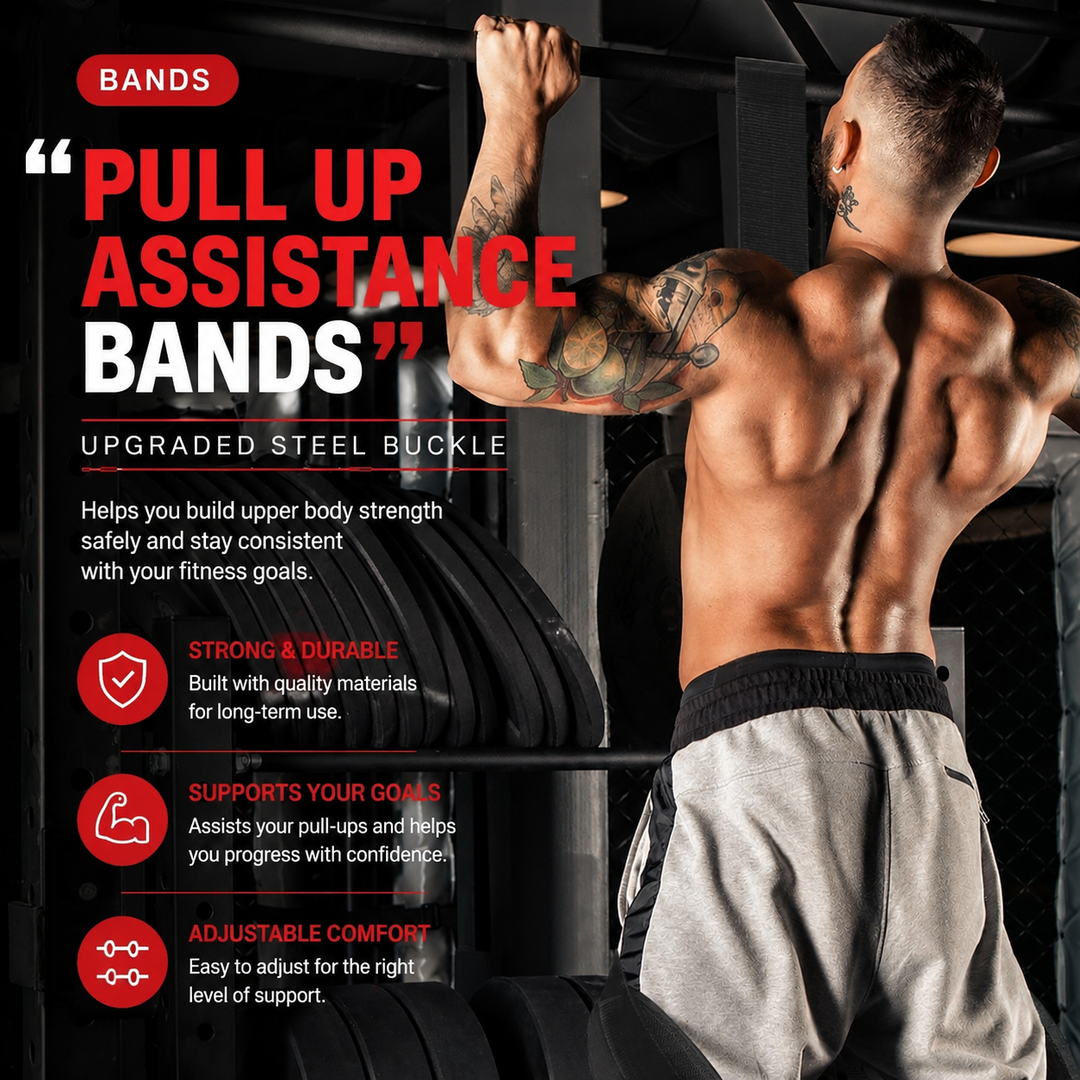 Premium Pull-Up Assistance Bands Resistance Training Elastic Band Steel Buckle Adjustable Pull-Up Support Home Gym Upper Body Strength Workout Band