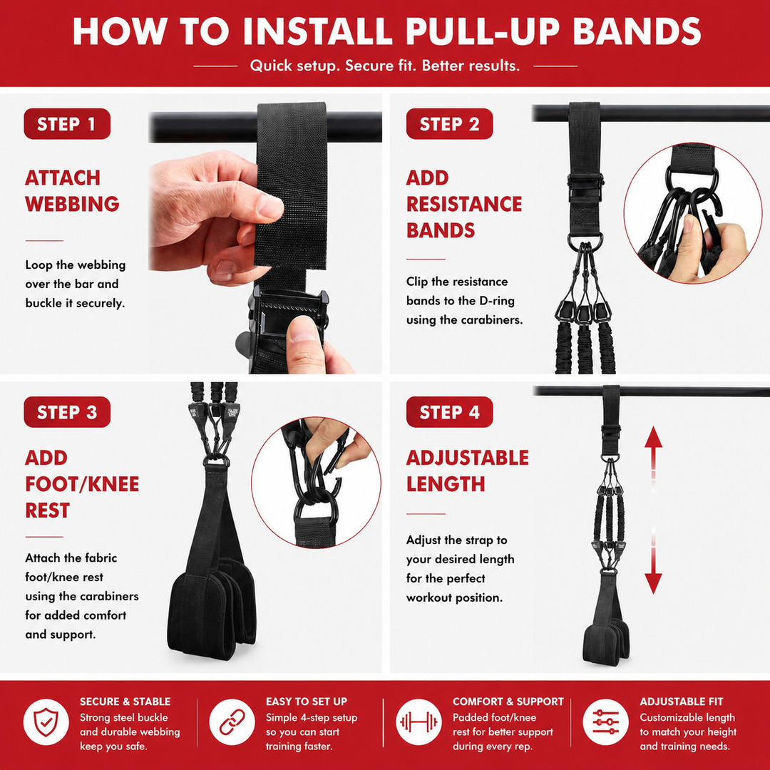 Premium Pull-Up Assistance Bands Resistance Training Elastic Band Steel Buckle Adjustable Pull-Up Support Home Gym Upper Body Strength Workout Band