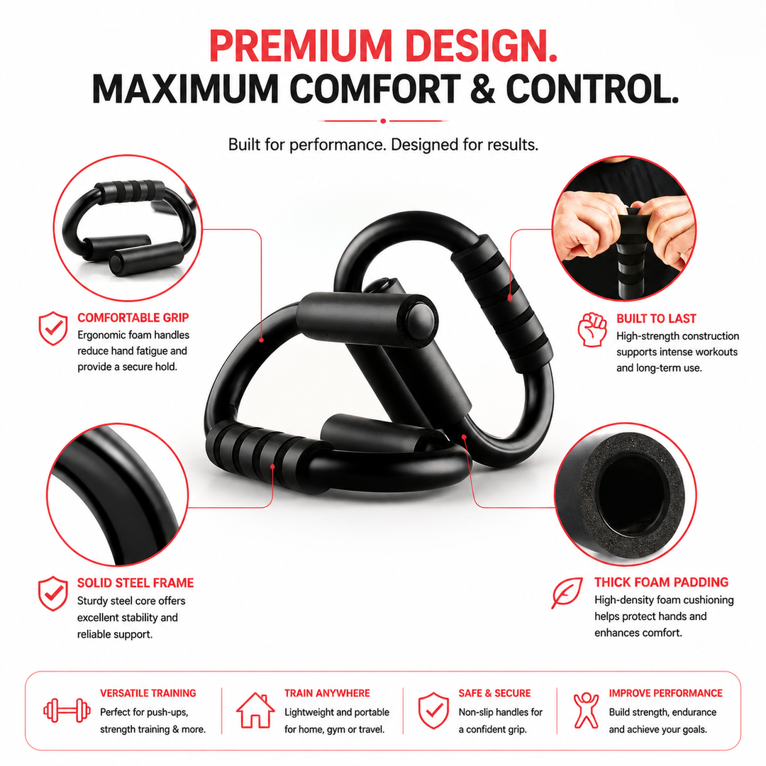 Premium Push-Up Support Handles Strength Training Bars Non-Slip Ergonomic Push-Up Stands Home Gym Fitness Equipment Portable Floor Workout Bars 1 Pair
