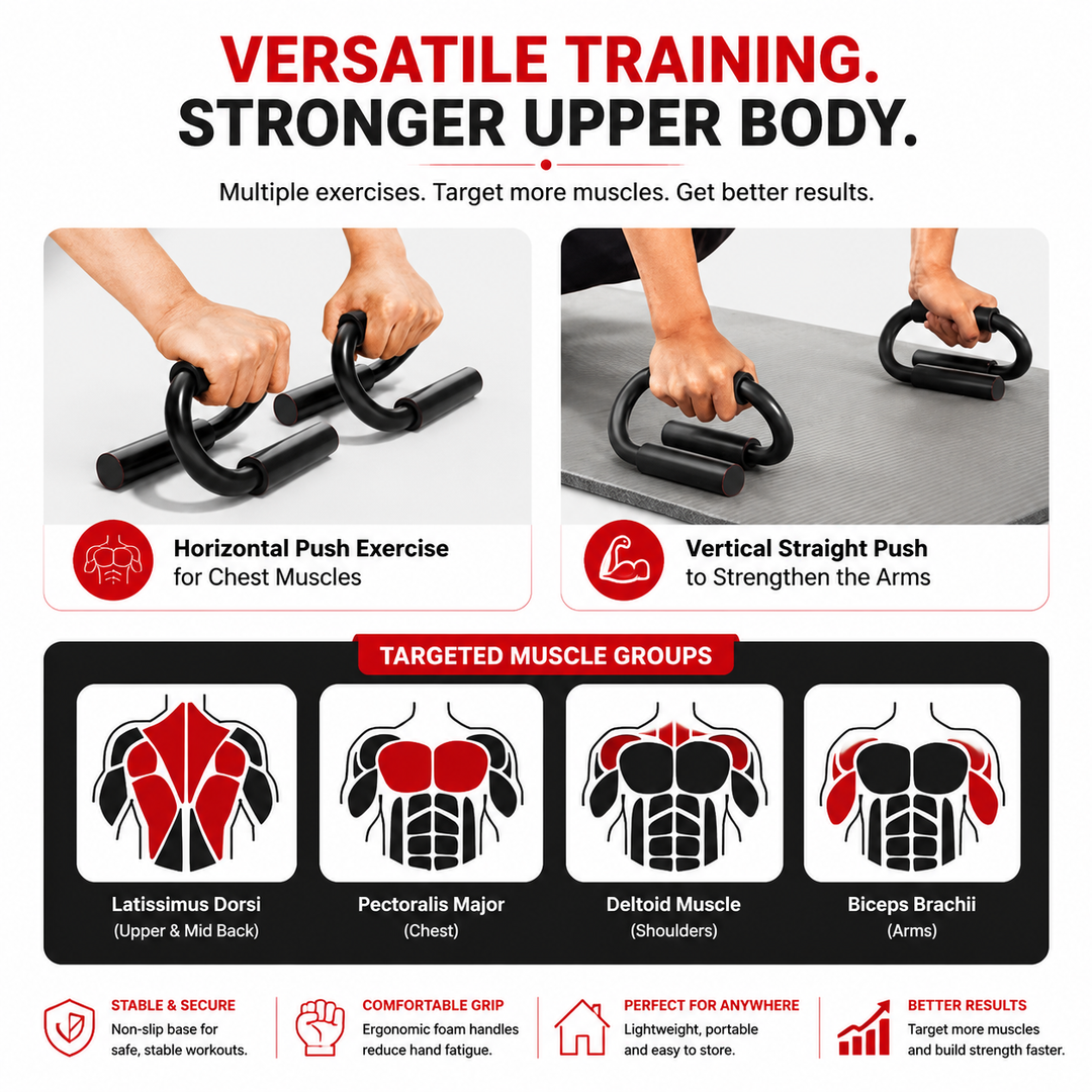 Premium Push-Up Support Handles Strength Training Bars Non-Slip Ergonomic Push-Up Stands Home Gym Fitness Equipment Portable Floor Workout Bars 1 Pair