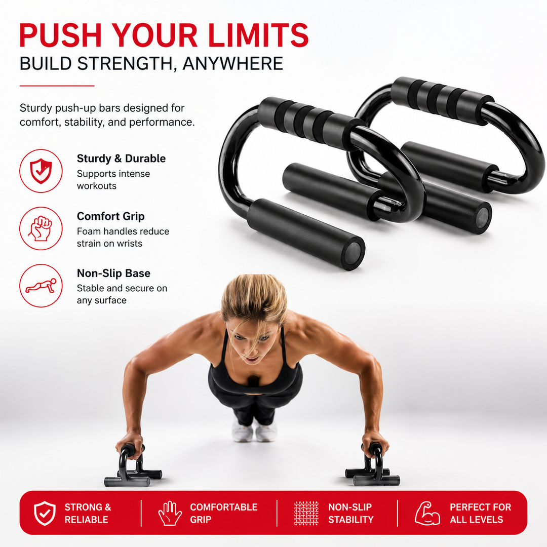 Premium Push-Up Support Handles Strength Training Bars Non-Slip Ergonomic Push-Up Stands Home Gym Fitness Equipment Portable Floor Workout Bars 1 Pair