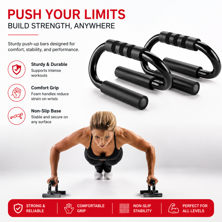 Premium Push-Up Support Handles Strength Training Bars Non-Slip Ergonomic Push-Up Stands Home Gym Fitness Equipment Portable Floor Workout Bars 1 Pair