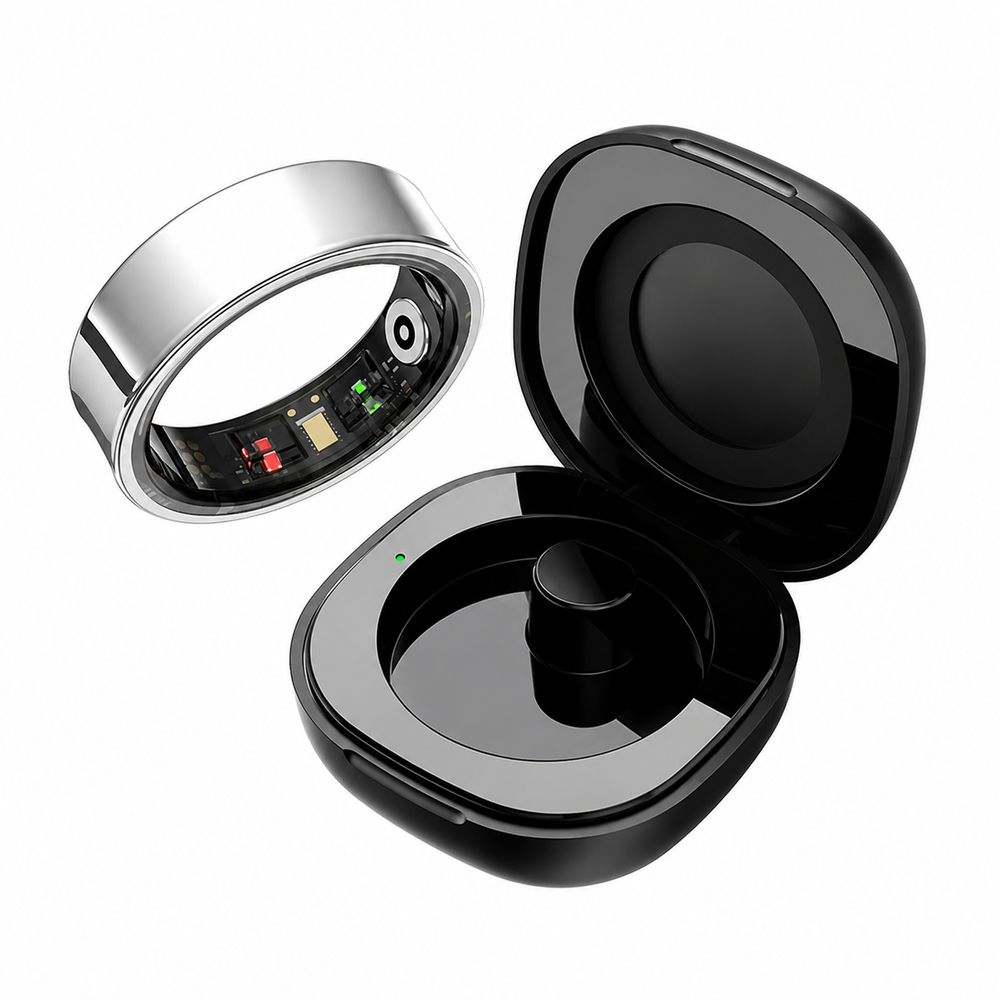 Premium R09 Smart Ring Health Tracker Heart Rate Blood Oxygen Sleep Stress Monitor Skin Temperature 5ATM Waterproof Charging Case Fitness Wearable