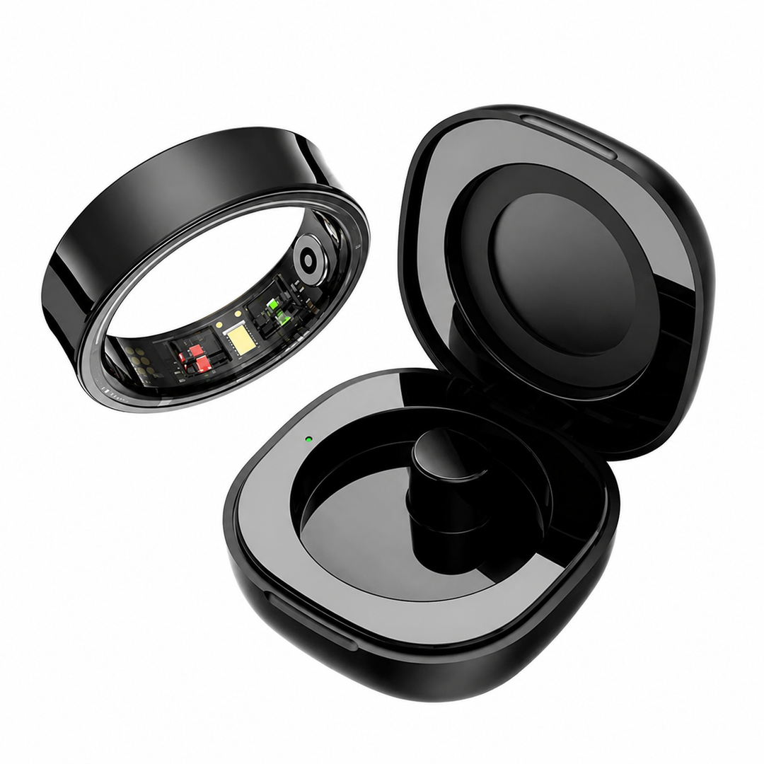 Premium R09 Smart Ring Health Tracker Heart Rate Blood Oxygen Sleep Stress Monitor Skin Temperature 5ATM Waterproof Charging Case Fitness Wearable