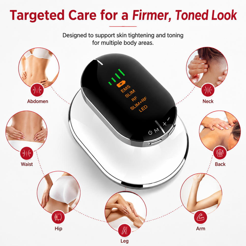 Premium RF Body Slimming Massager EMS Vibration Sculpting Device Radio Frequency LED Light Therapy Skin Firming Body Contouring Home Beauty Device