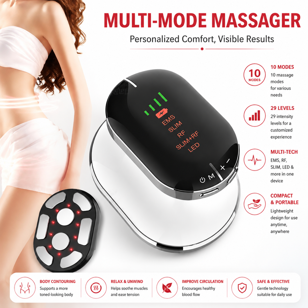 Premium RF Body Slimming Massager EMS Vibration Sculpting Device Radio Frequency LED Light Therapy Skin Firming Body Contouring Home Beauty Device