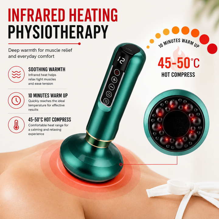 Premium Rechargeable Vacuum Massage Cup Smart Suction Device Warm Compress Body Massage Tool Adjustable Levels Portable Cordless Relaxation