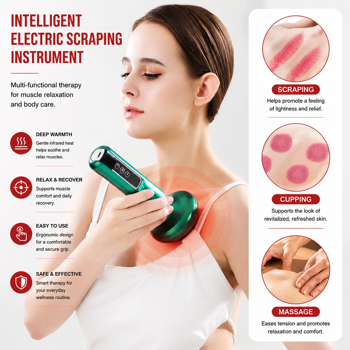 Premium Rechargeable Vacuum Massage Cup Smart Suction Device Warm Compress Body Massage Tool Adjustable Levels Portable Cordless Relaxation