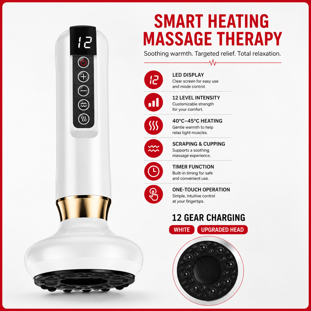 Premium Rechargeable Vacuum Massage Cup Smart Suction Device Warm Compress Body Massage Tool Adjustable Levels Portable Cordless Relaxation