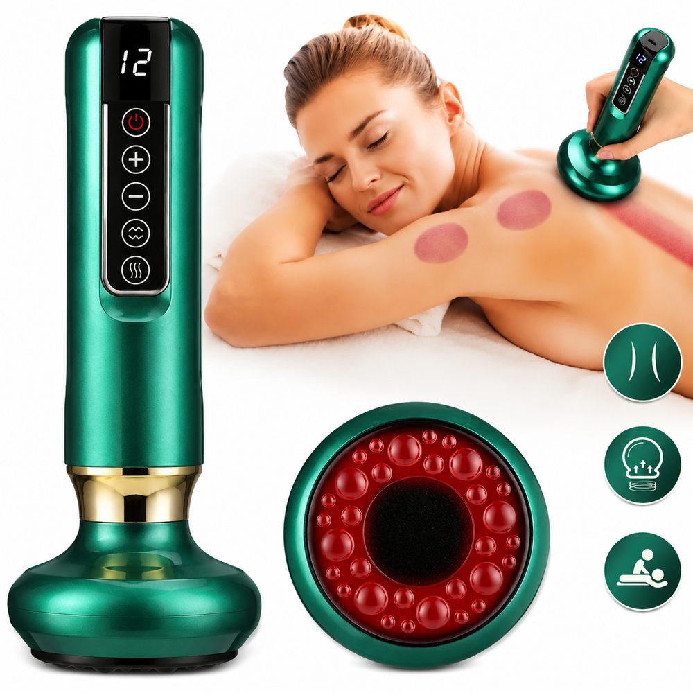 Premium Rechargeable Vacuum Massage Cup Smart Suction Device Warm Compress Body Massage Tool Adjustable Levels Portable Cordless Relaxation
