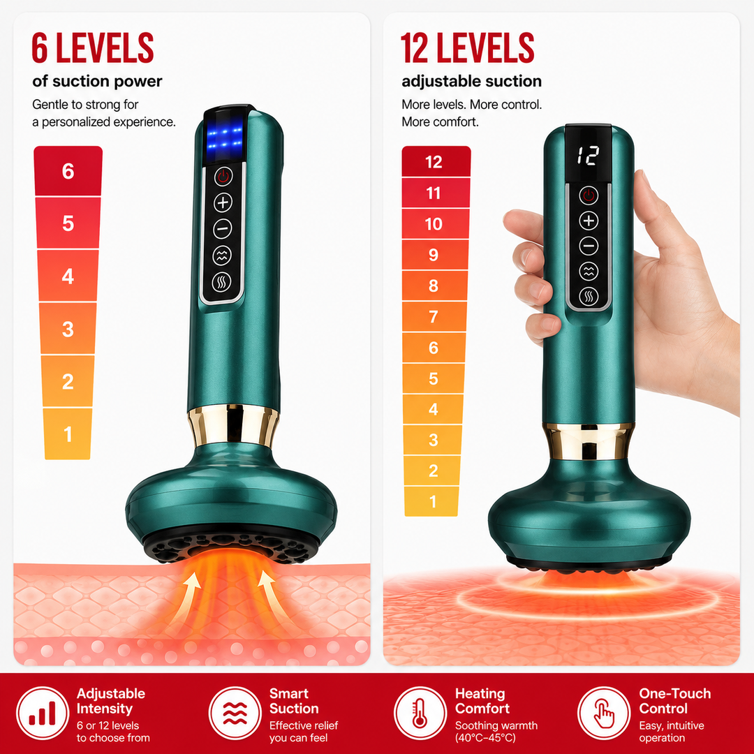 Premium Rechargeable Vacuum Massage Cup Smart Suction Device Warm Compress Body Massage Tool Adjustable Levels Portable Cordless Relaxation