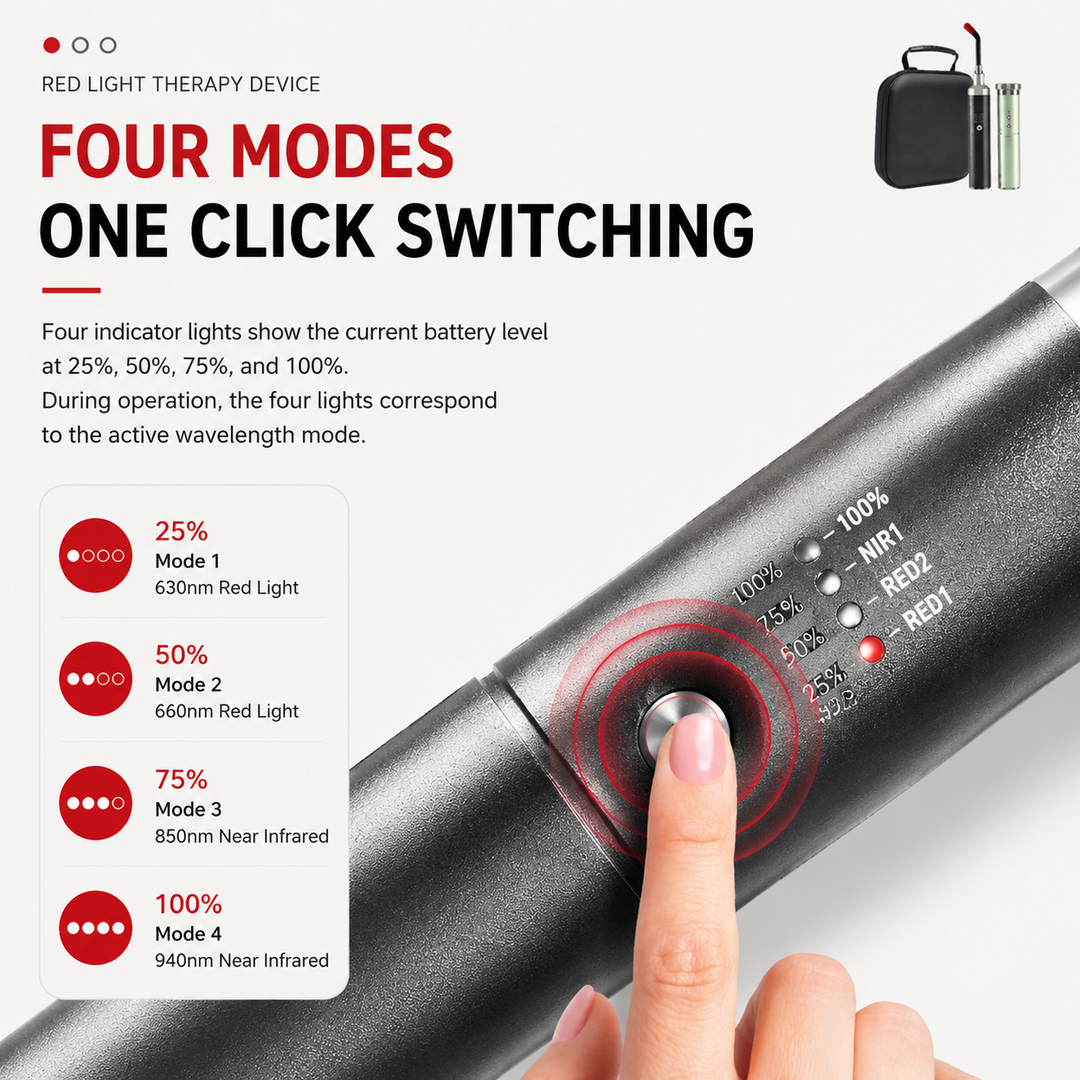 Premium Red Infrared Light Therapy Wand Multi Wavelength LED Device 460nm 630nm 660nm 850nm Facial Body Care Handheld Portable Rechargeable