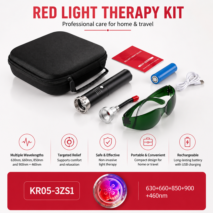 Premium Red Infrared Light Therapy Wand Multi Wavelength LED Device 460nm 630nm 660nm 850nm Facial Body Care Handheld Portable Rechargeable