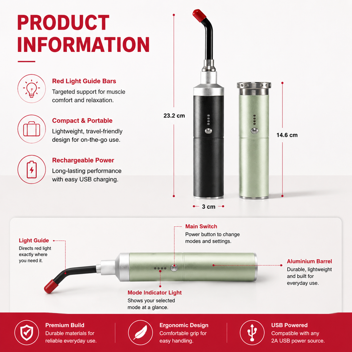 Premium Red Infrared Light Therapy Wand Multi Wavelength LED Device 460nm 630nm 660nm 850nm Facial Body Care Handheld Portable Rechargeable