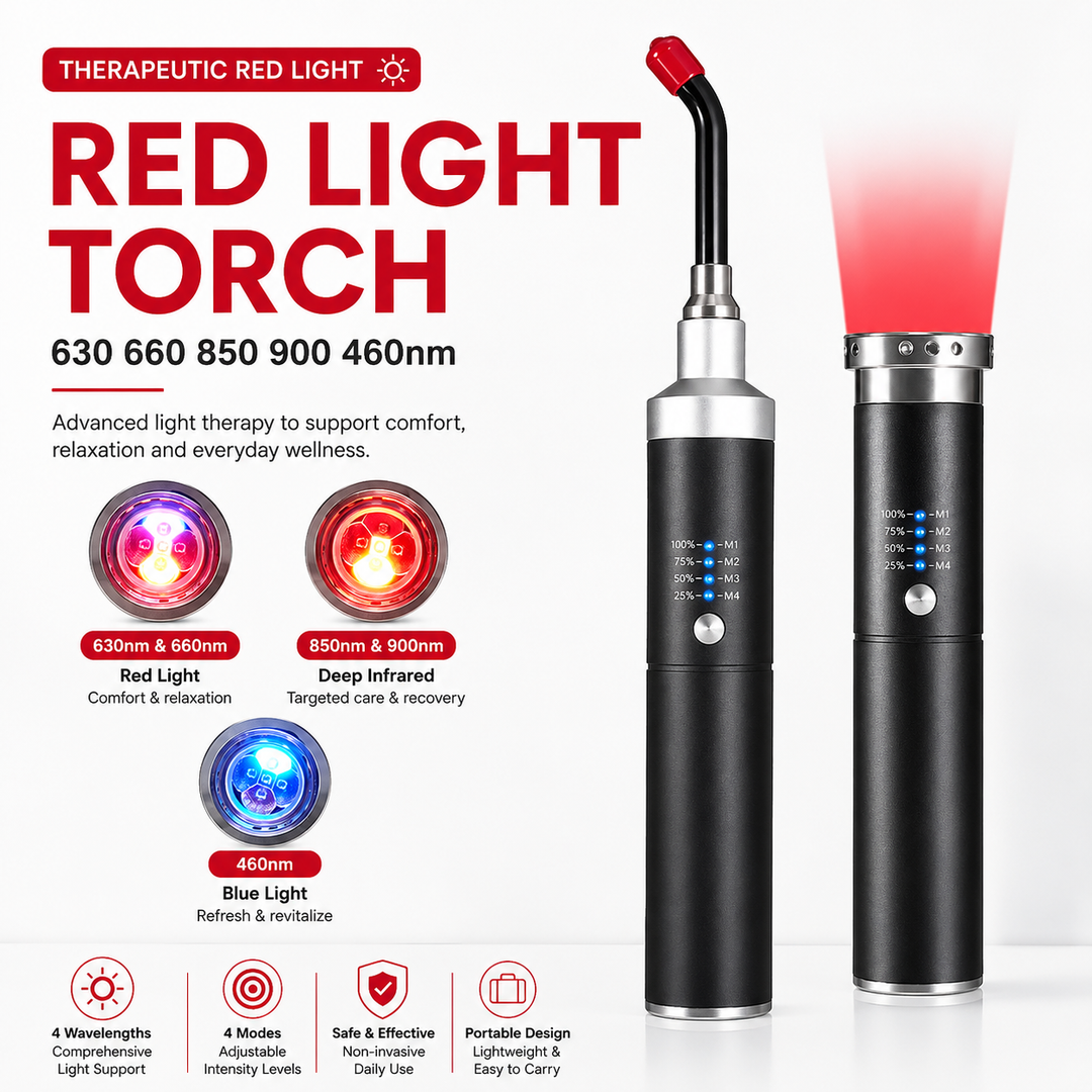 Premium Red Infrared Light Therapy Wand Multi Wavelength LED Device 460nm 630nm 660nm 850nm Facial Body Care Handheld Portable Rechargeable