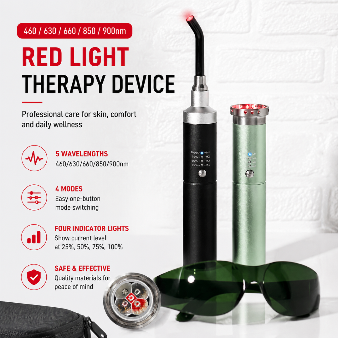 Premium Red Infrared Light Therapy Wand Multi Wavelength LED Device 460nm 630nm 660nm 850nm Facial Body Care Handheld Portable Rechargeable