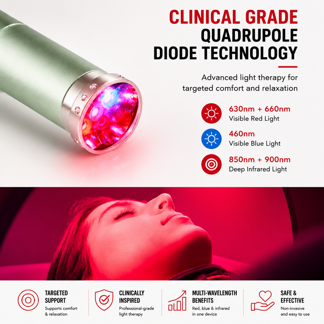 Premium Red Infrared Light Therapy Wand Multi Wavelength LED Device 460nm 630nm 660nm 850nm Facial Body Care Handheld Portable Rechargeable