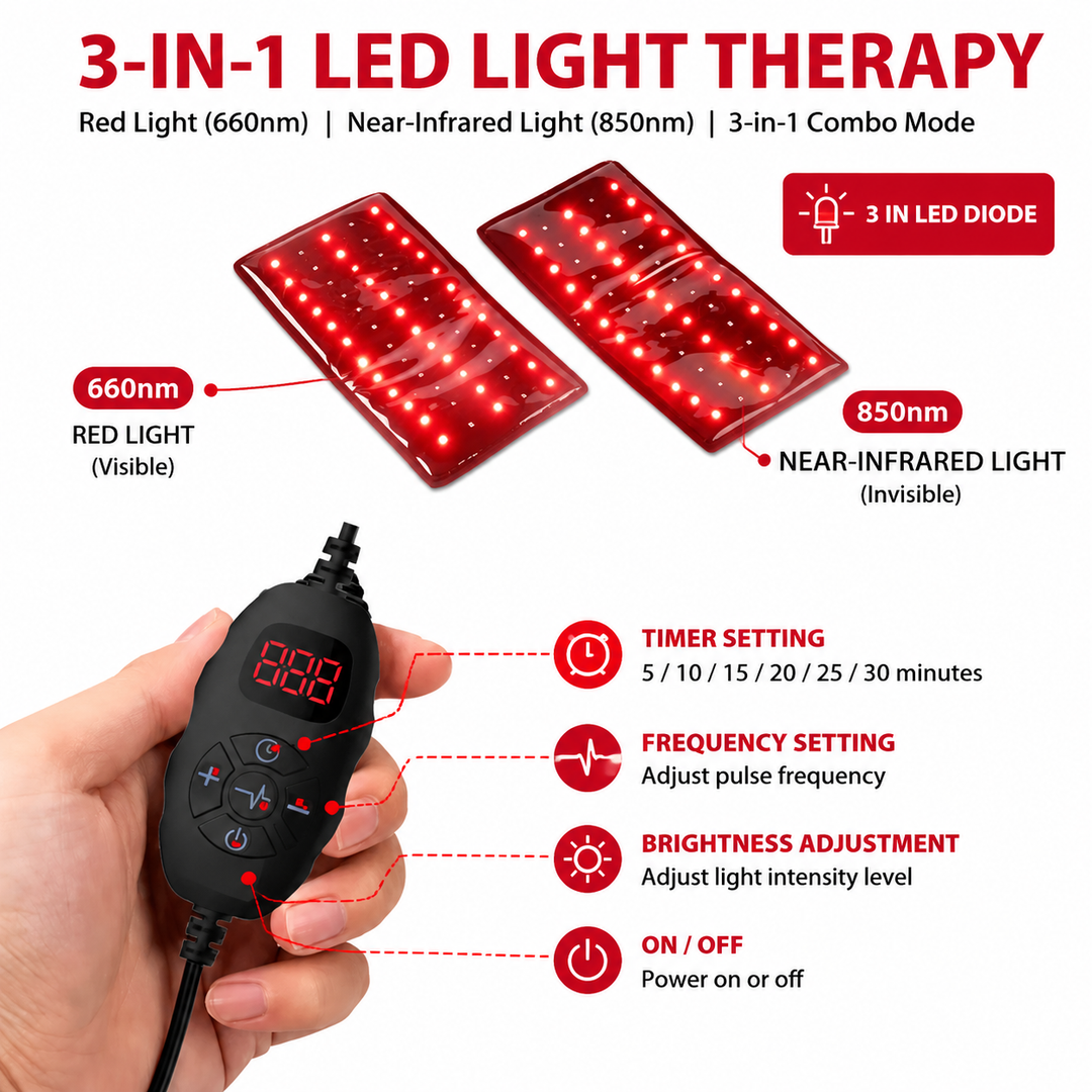 Premium Red Infrared Therapy Belt 660nm 850nm LED Light Pad 360 LEDs Wearable Body Pain Relief Skin Care Wellness Light Therapy Belt Adjustable