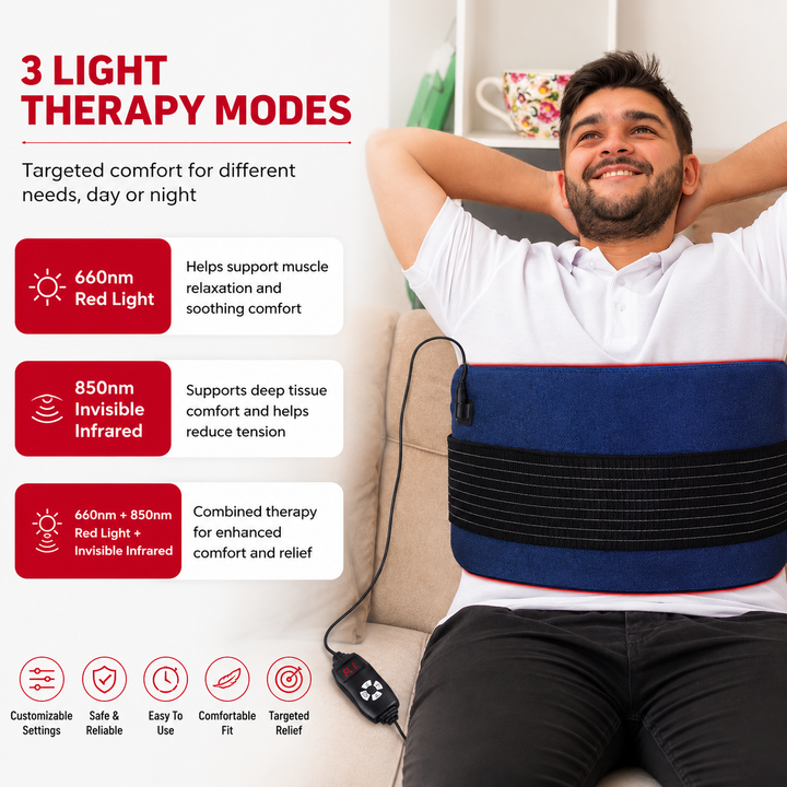 Premium Red Infrared Therapy Belt 660nm 850nm LED Light Wrap 360 LEDs Wearable Heating Pad Muscle Joint Relief Recovery Slimming Waist Belt