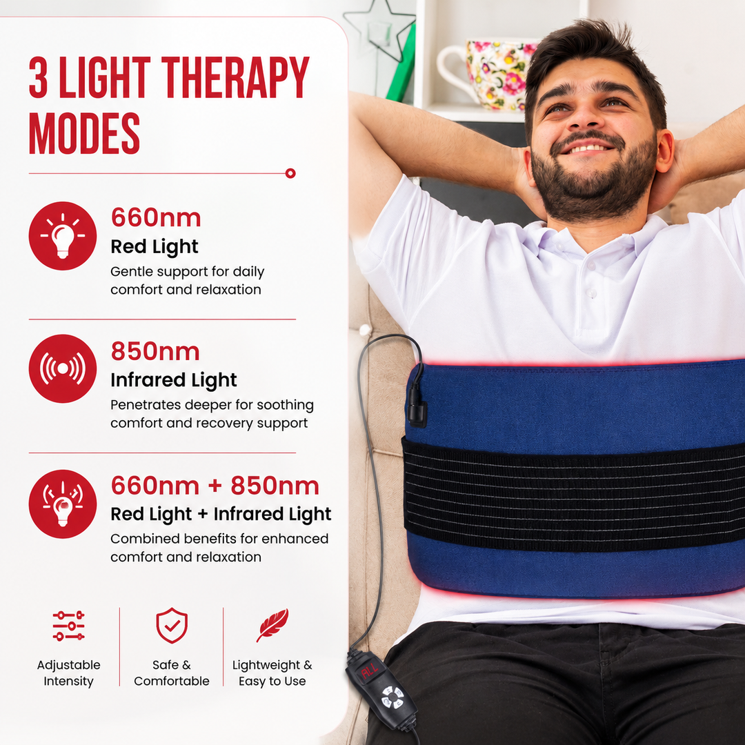 Premium Red &amp; Infrared Therapy Belt 660nm 850nm LED Light Wrap 360 LEDs Wearable Heating Pad for Body Comfort Muscle Joint Recovery Support