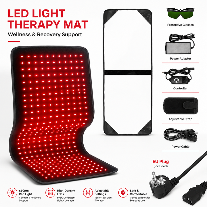 Premium Red &amp; Infrared Therapy Belt 660nm 850nm LED Light Wrap 360 LEDs Wearable Heating Pad for Body Comfort Muscle Joint Recovery Support