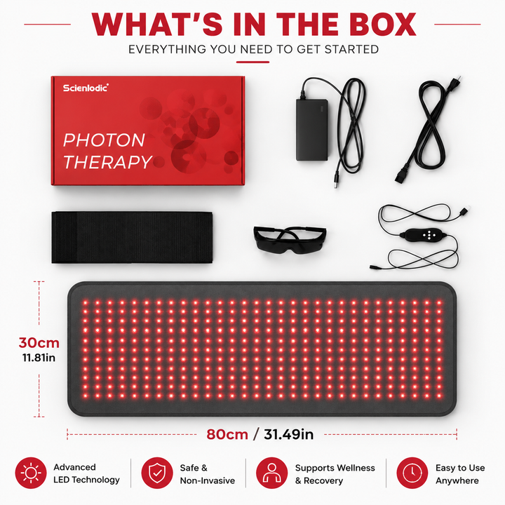 Premium Red &amp; Infrared Therapy Belt 660nm 850nm LED Light Wrap 360 LEDs Wearable Heating Pad for Body Comfort Muscle Joint Recovery Support