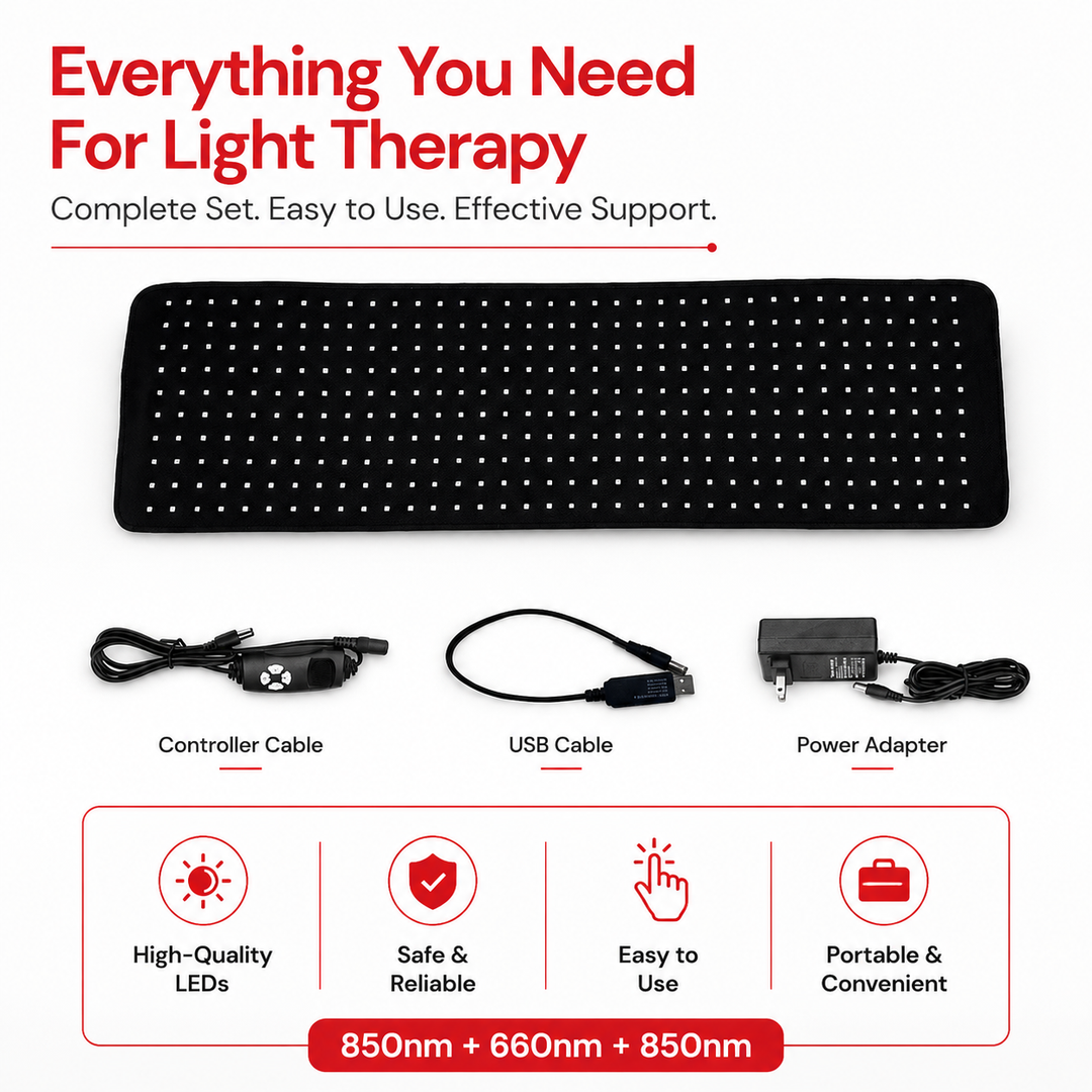 Premium Red &amp; Infrared Therapy Belt 660nm 850nm LED Light Wrap 360 LEDs Wearable Heating Pad for Body Comfort Muscle Joint Recovery Support