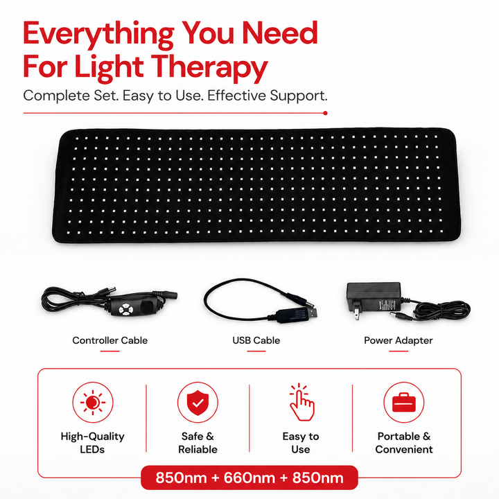 Premium Red &amp; Infrared Therapy Belt 660nm 850nm LED Light Wrap 360 LEDs Wearable Heating Pad for Body Comfort Muscle Joint Recovery Support