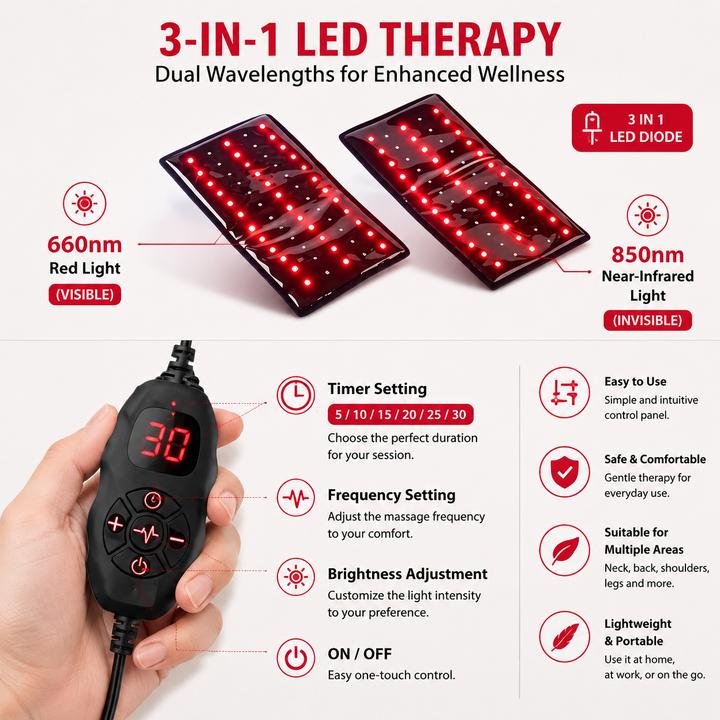 Premium Red Infrared Therapy Belt Wearable LED Light Pad 660nm 850nm 360 LEDs Body Comfort Waist Back Pain Relief Adjustable Portable Wellness Device