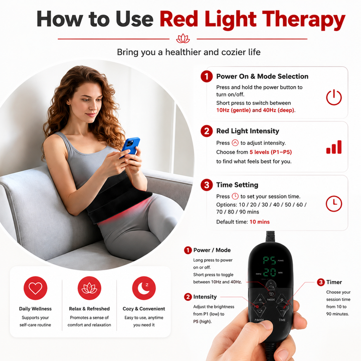 Premium Red Light Therapy Belt 210 LED 660nm 850nm Infrared Heating Wrap for Back Pain Relief Muscle Recovery Skin Tightening Remote Control Device