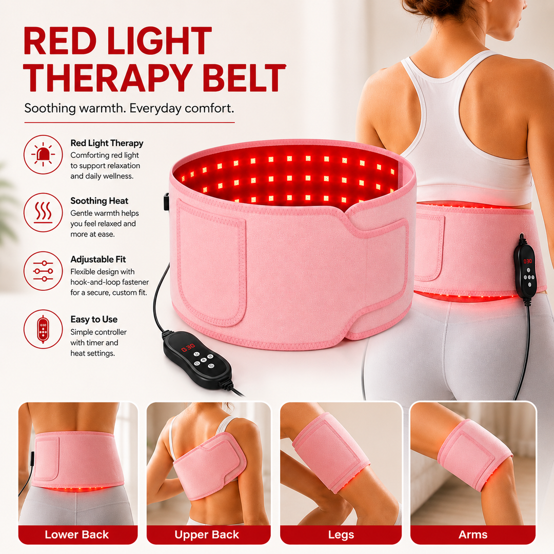 Premium Red Light Therapy Belt 660nm 850nm Infrared LED Waist Wrap Muscle Recovery Pain Relief Belt 4 Modes Auto Timer Back Shoulder Joint Therapy Device