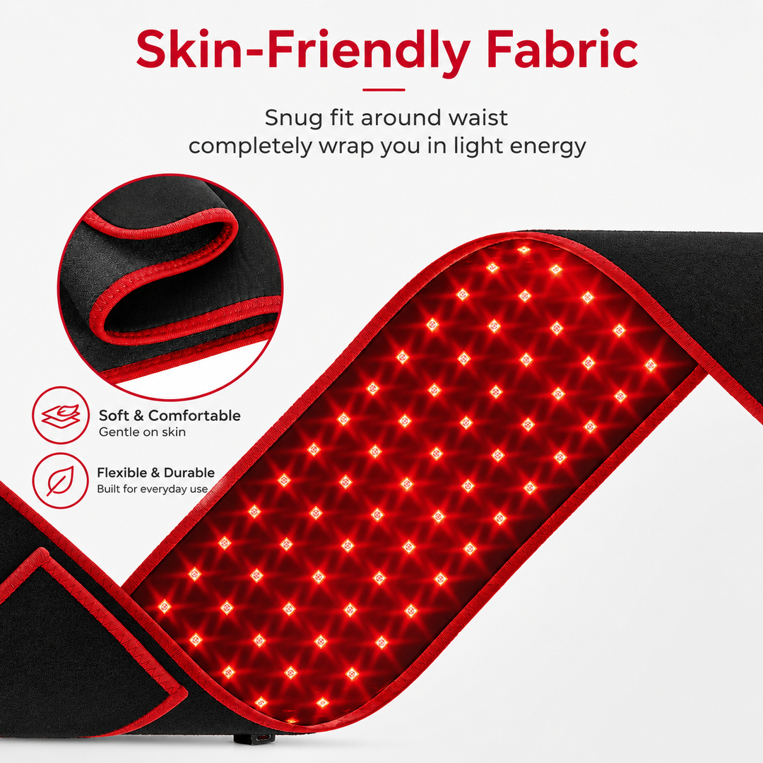 Premium Red Light Therapy Belt 660nm 850nm Infrared LED Waist Wrap Muscle Recovery Pain Relief Belt 4 Modes Auto Timer Back Shoulder Joint Therapy Device