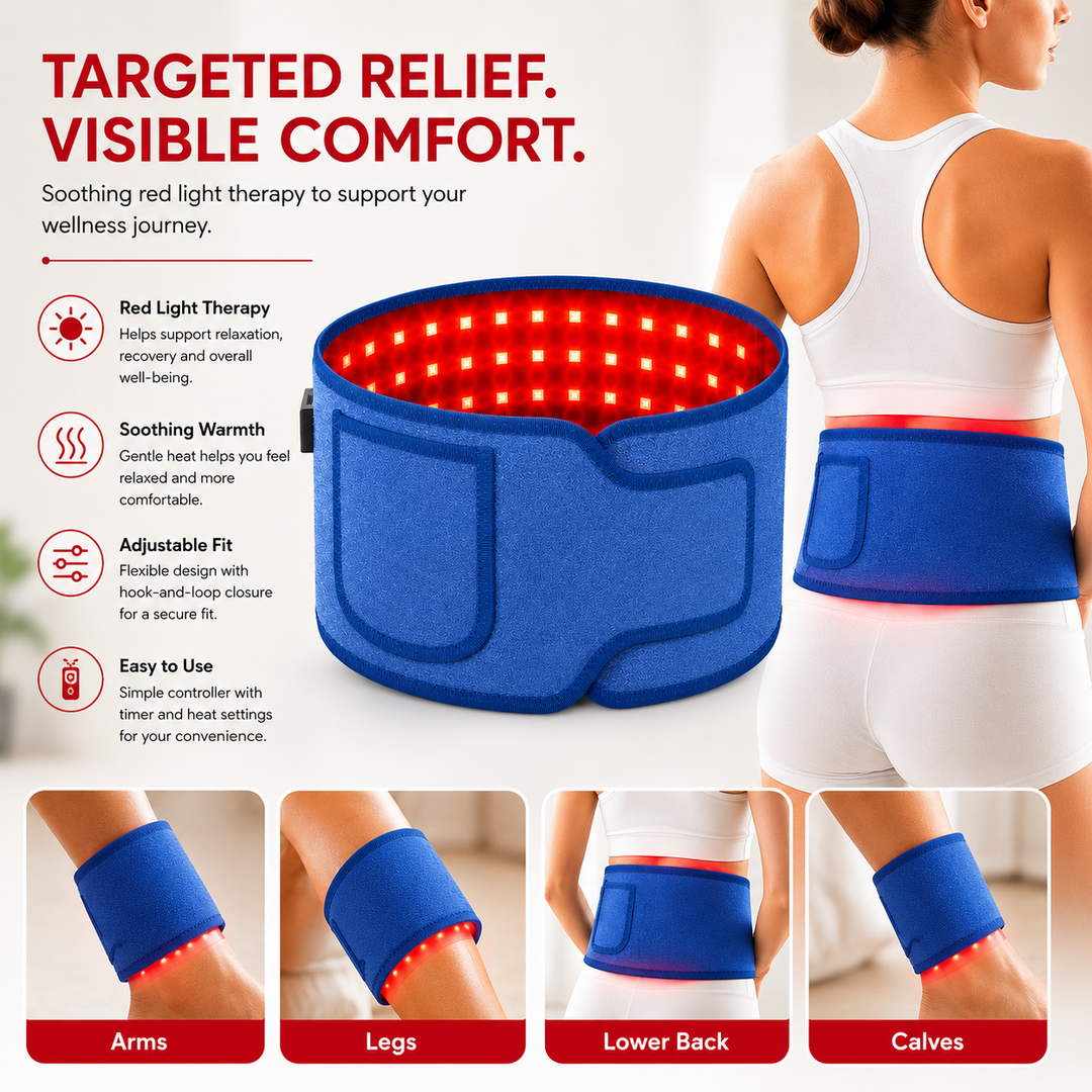 Premium Red Light Therapy Belt 660nm 850nm Infrared LED Waist Wrap Muscle Recovery Pain Relief Belt 4 Modes Auto Timer Back Shoulder Joint Therapy Device