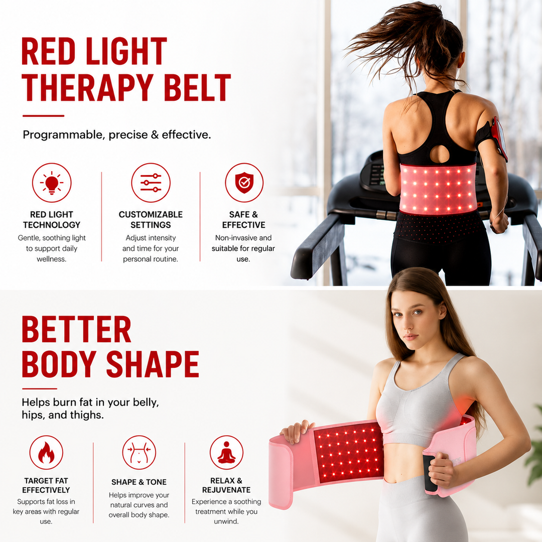 Premium Red Light Therapy Belt 660nm 850nm Infrared LED Waist Wrap Muscle Recovery Pain Relief Belt 4 Modes Auto Timer Back Shoulder Joint Therapy Device