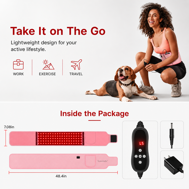 Premium Red Light Therapy Belt 660nm 850nm Infrared LED Waist Wrap Muscle Recovery Pain Relief Belt 4 Modes Auto Timer Back Shoulder Joint Therapy Device