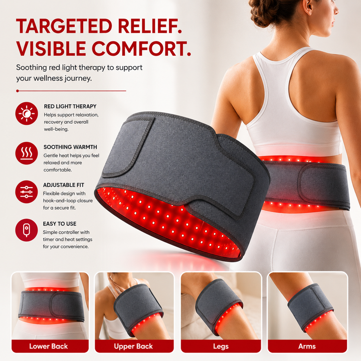 Premium Red Light Therapy Belt 660nm 850nm Infrared LED Waist Wrap Muscle Recovery Pain Relief Belt 4 Modes Auto Timer Back Shoulder Joint Therapy Device