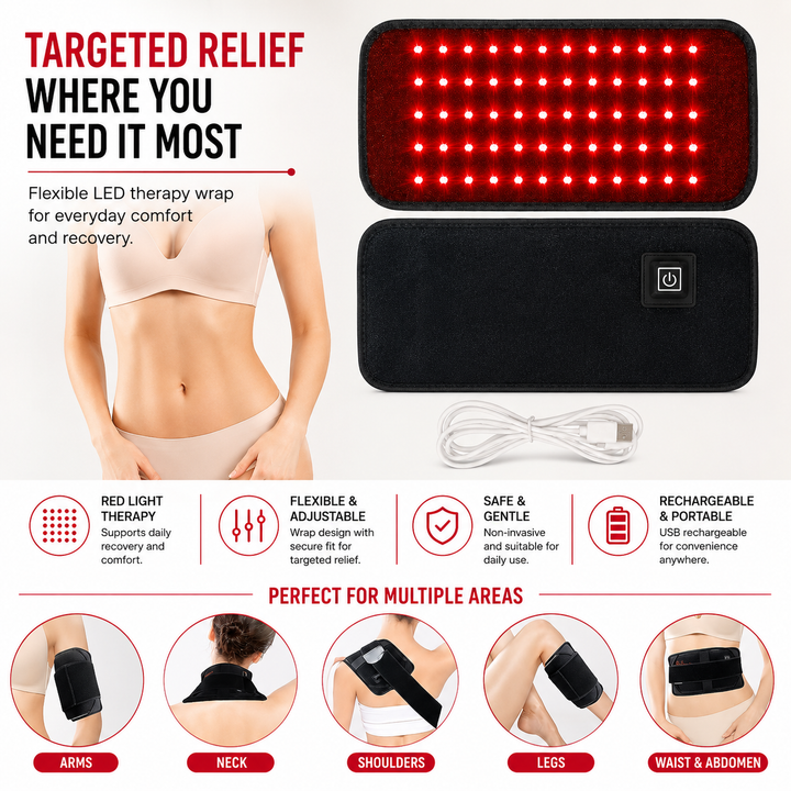 Premium Red Light Therapy Belt 660nm 850nm Infrared Light Therapy Wrap Back Waist Joint Muscle Recovery Pain Relief Body Therapy Device Home Use