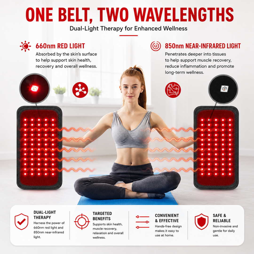Premium Red Light Therapy Belt 660nm 850nm Infrared Light Therapy Wrap Back Waist Joint Muscle Recovery Pain Relief Body Therapy Device Home Use