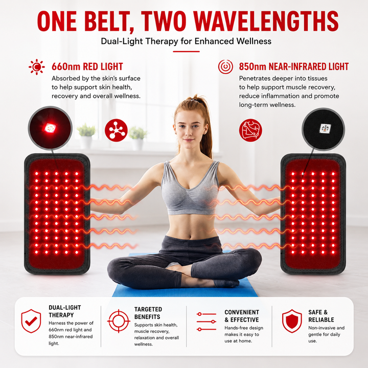 Premium Red Light Therapy Belt 660nm 850nm Infrared Light Therapy Wrap Back Waist Joint Muscle Recovery Pain Relief Body Therapy Device Home Use