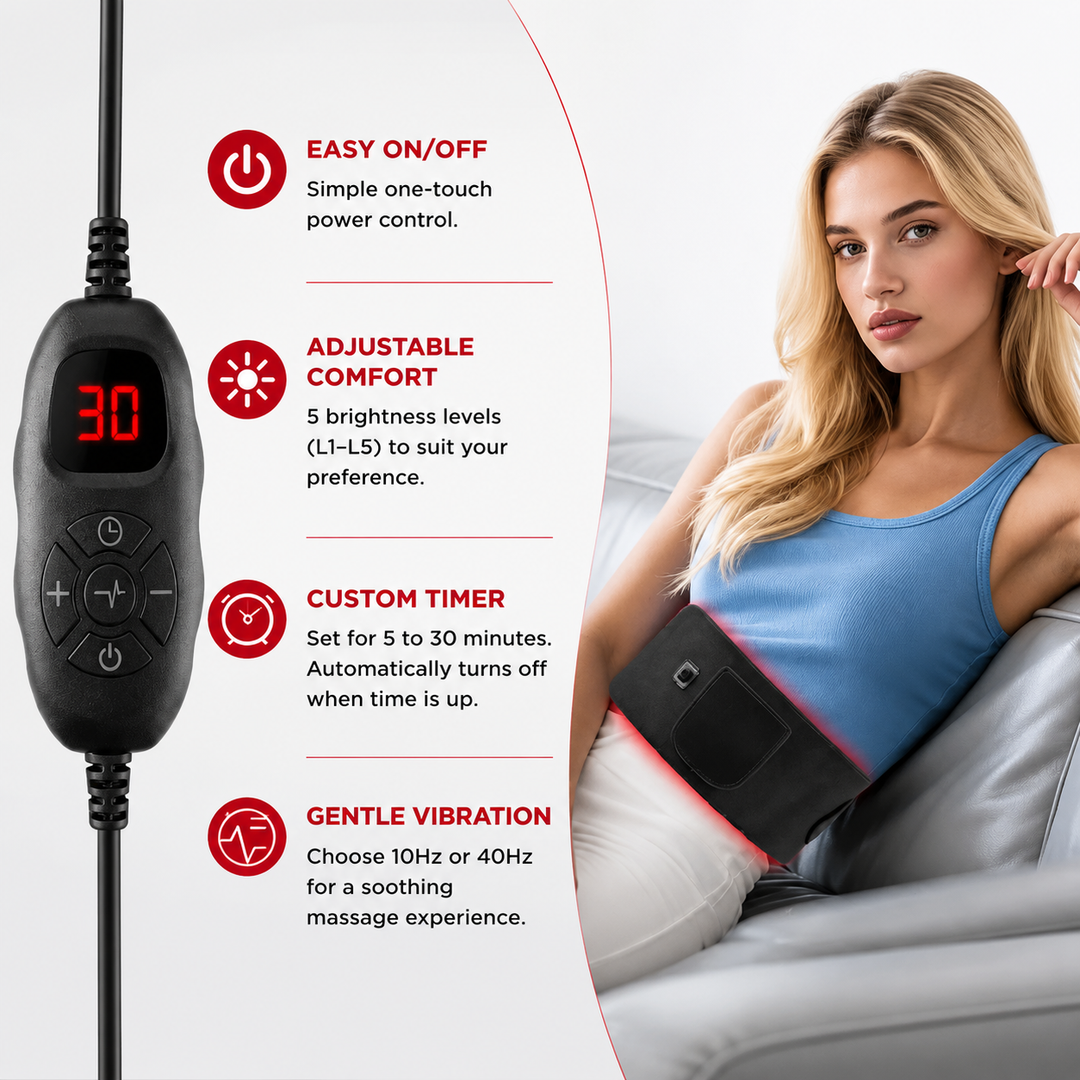Premium Red Light Therapy Belt 660nm 850nm Infrared Light Therapy Wrap Back Waist Shoulder Joint Pain Relief Cordless Rechargeable Heating Pad