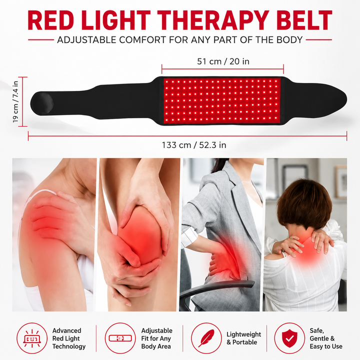 Premium Red Light Therapy Belt 660nm 850nm Infrared Light Therapy Wrap Back Waist Shoulder Joint Pain Relief Cordless Rechargeable Heating Pad