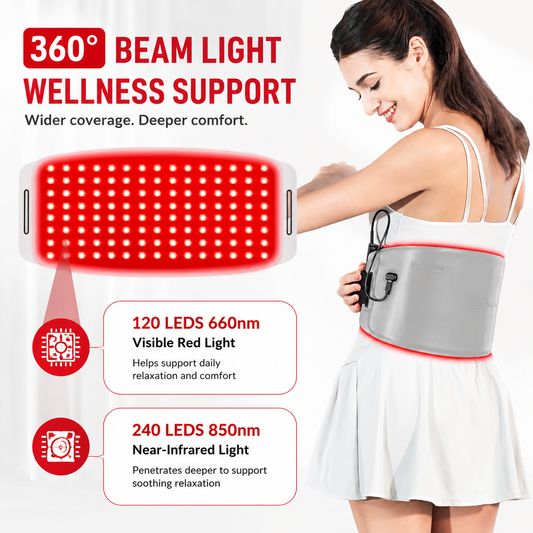Premium Red Light Therapy Belt 660nm 850nm Infrared Light Therapy Wrap for Pain Relief Muscle Recovery Joint Support Cordless Rechargeable Device