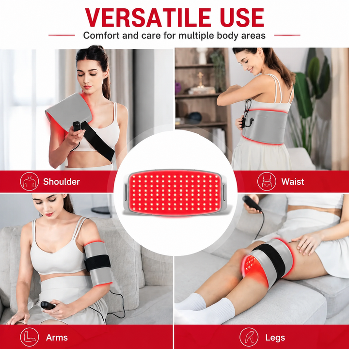Premium Red Light Therapy Belt 660nm 850nm Infrared Light Therapy Wrap for Pain Relief Muscle Recovery Joint Support Cordless Rechargeable Device