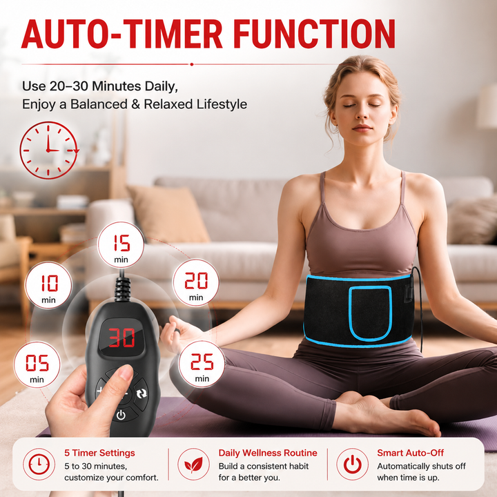 Premium Red Light Therapy Belt 660nm 850nm Infrared Waist Wrap with Heat Back Pain Relief Muscle Recovery Cordless Rechargeable LED Therapy Device