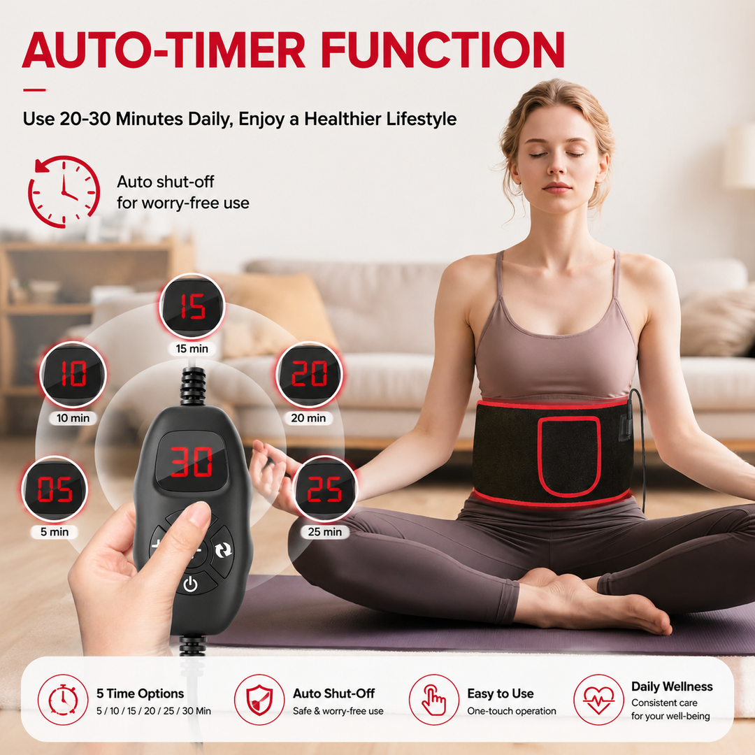 Premium Red Light Therapy Belt 660nm 850nm Infrared Waist Wrap with Heat Back Pain Relief Muscle Recovery Cordless Rechargeable LED Therapy Device