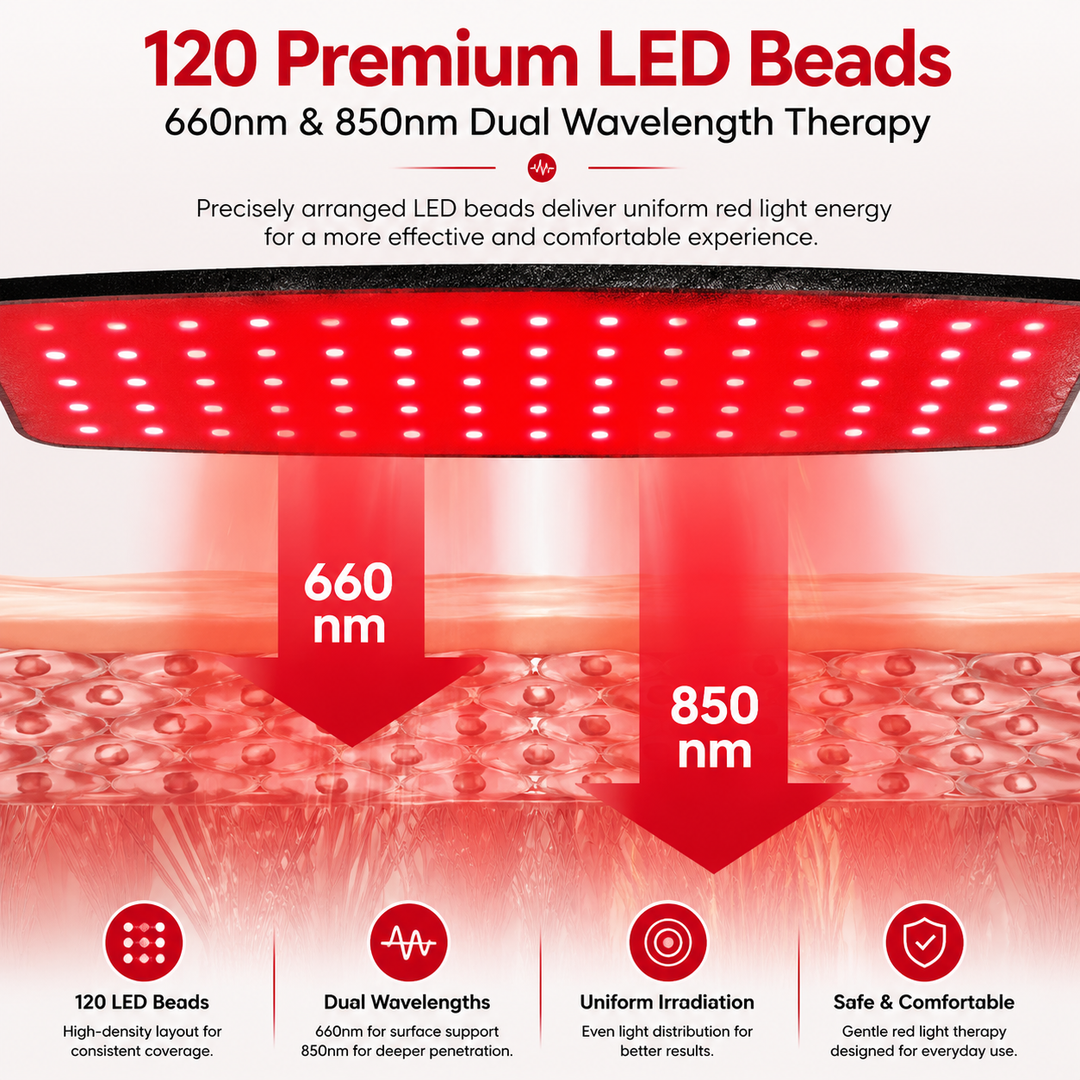 Premium Red Light Therapy Belt 660nm 850nm Near Infrared Waist Wrap for Lower Back Lumbar Pain Relief Muscle Recovery Cordless Wearable Device