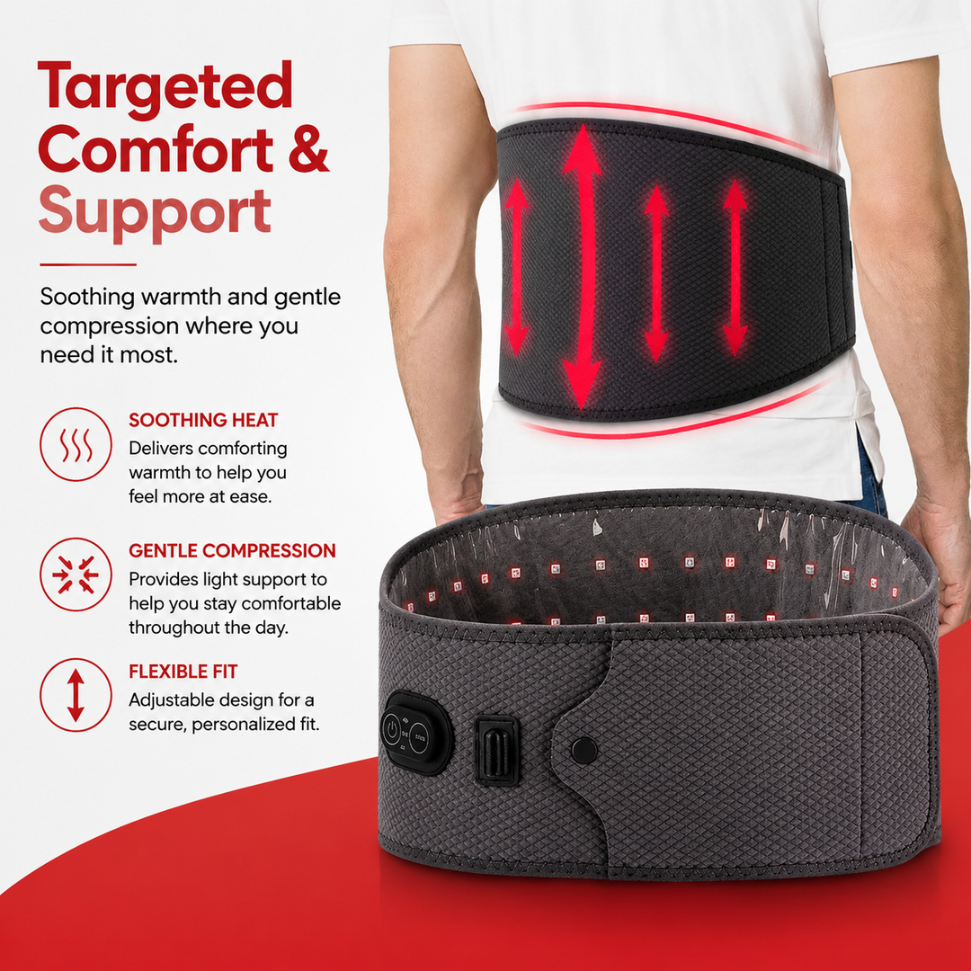 Premium Red Light Therapy Belt 660nm 850nm Near Infrared Waist Wrap for Lower Back Lumbar Pain Relief Muscle Recovery Cordless Wearable Device